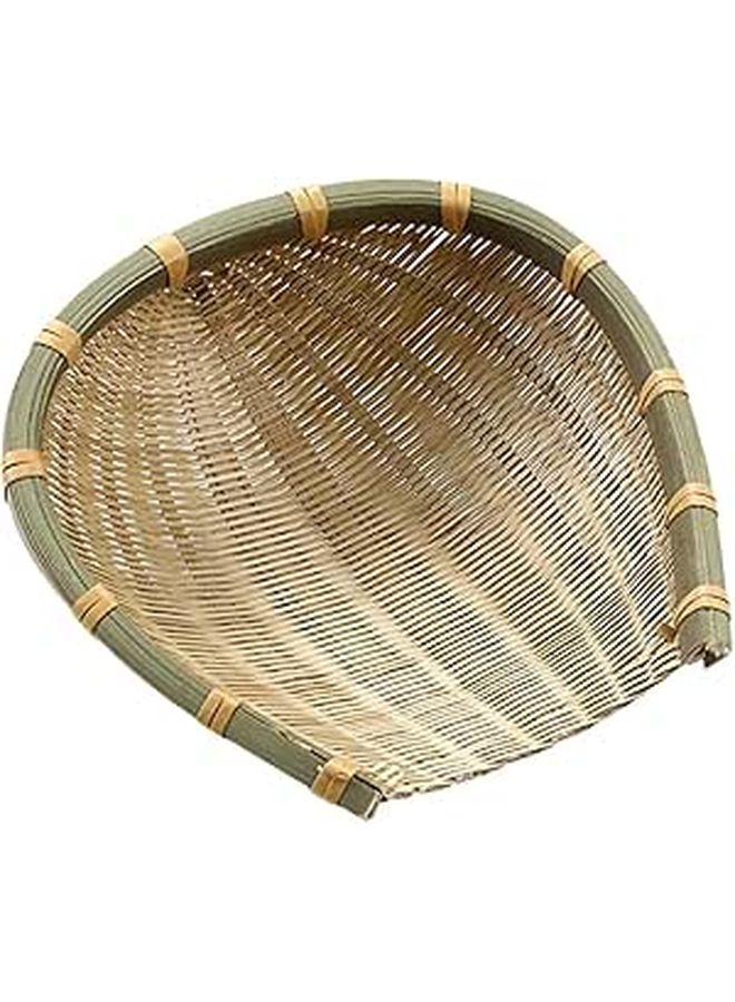 Handwoven Natural Storage Basket 20cm Kitchen Fruit Vegetable Draining Tray - Image 1