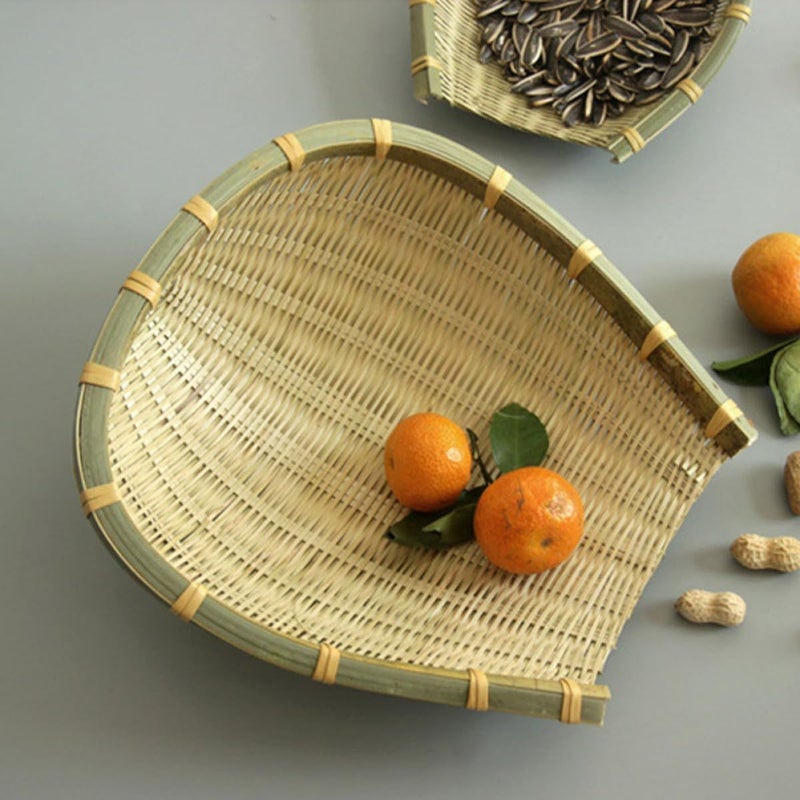 Handwoven Natural Storage Basket 20cm Kitchen Fruit Vegetable Draining Tray - Image 5