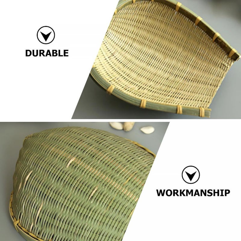 Handwoven Natural Storage Basket 20cm Kitchen Fruit Vegetable Draining Tray - Image 4