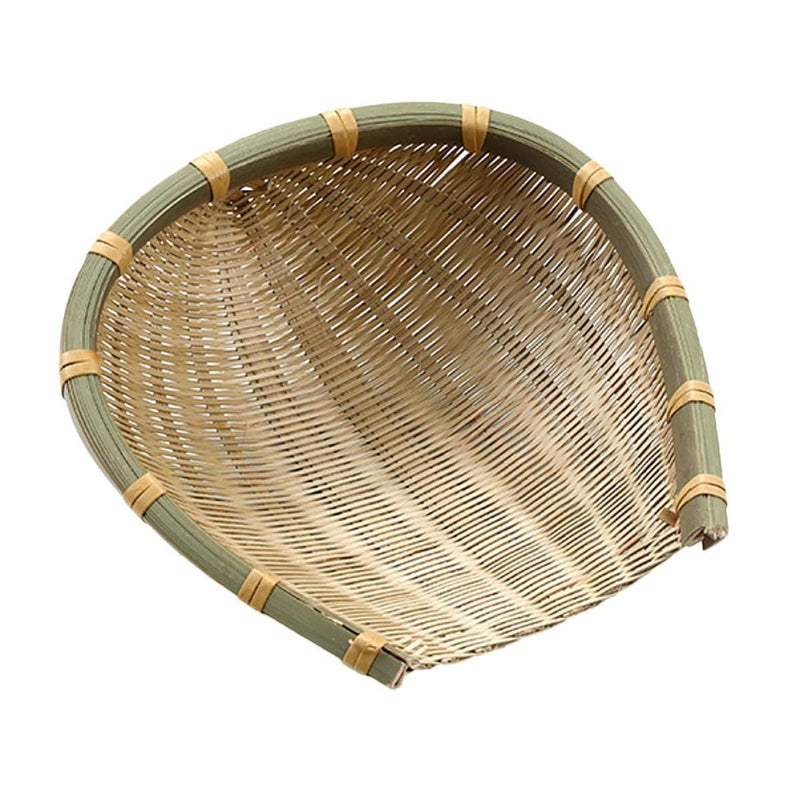 Handwoven Natural Storage Basket 20cm Kitchen Fruit Vegetable Draining Tray - Image 2