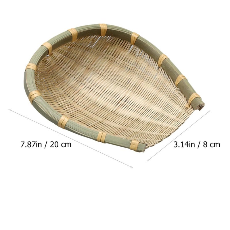 Handwoven Natural Storage Basket 20cm Kitchen Fruit Vegetable Draining Tray - Image 3