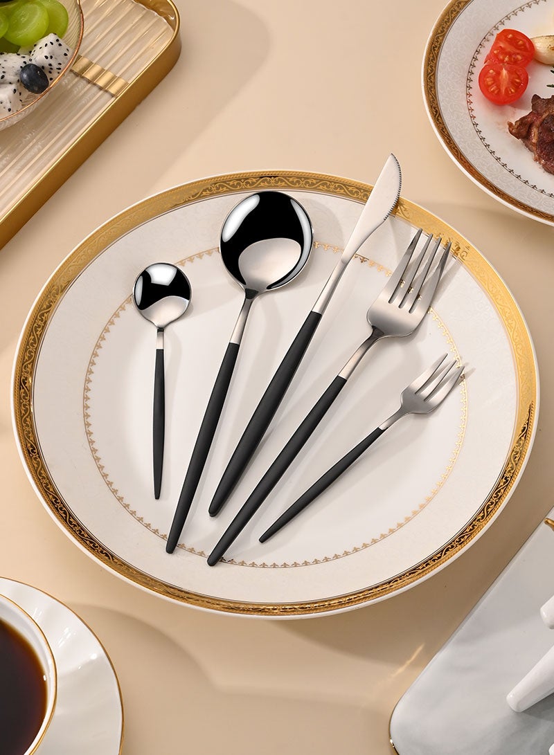 صن هوم SUNHOME 30 قطعة فضية مجموعة مجموعة من أدوات الموقف الفولاذ المقاوم للصدأ مجموعة أدوات المائدة ، الخدمة ل 6 ، مرآة الانتهاء ، غسالة الصحون آمنة - Image 3