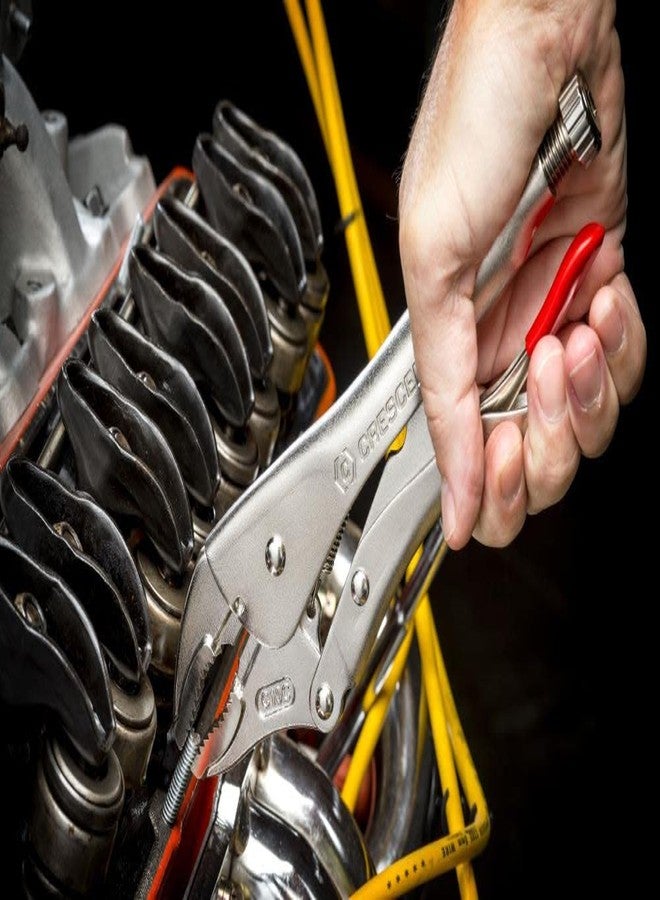 Crescent Curved Jaw Locking Pliers with Wire Cutter - Home DIY & Professional Mechanic Hand Tool for Nuts & Bolts, Cables, Wires - 10" - C10CVN-08 - Image 3