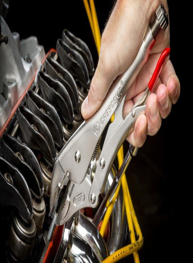 Crescent Curved Jaw Locking Pliers with Wire Cutter - Home DIY & Professional Mechanic Hand Tool for Nuts & Bolts, Cables, Wires - 10" - C10CVN-08 - Image 4