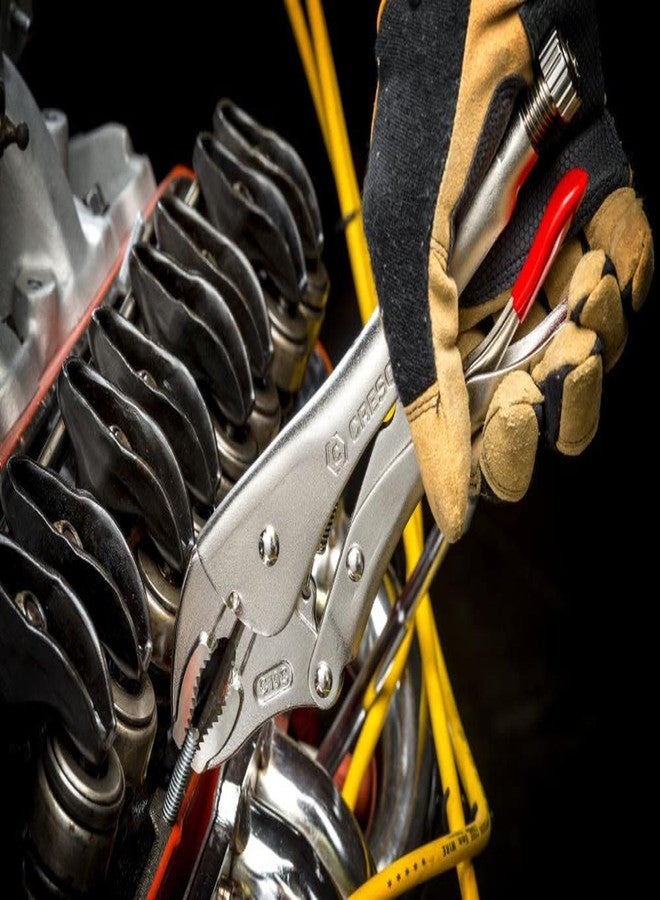 Crescent Curved Jaw Locking Pliers with Wire Cutter - Home DIY & Professional Mechanic Hand Tool for Nuts & Bolts, Cables, Wires - 10" - C10CVN-08 - Image 2