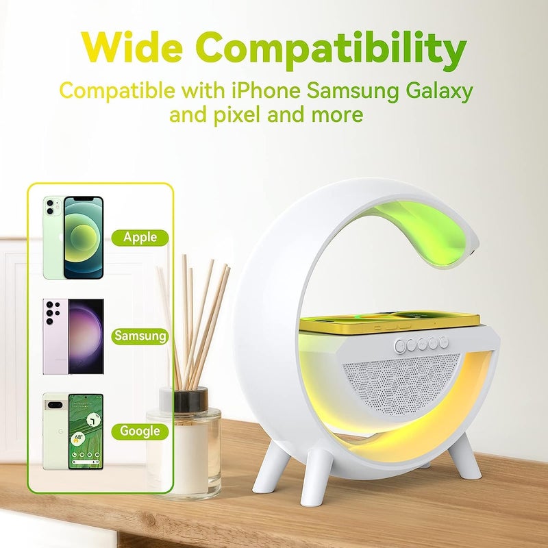 Portible GShape Atmosphere Lamp Desk Night Radio Music Sync Fast Charging 7 Color Changing Sunrise Alarm Clock - Image 4