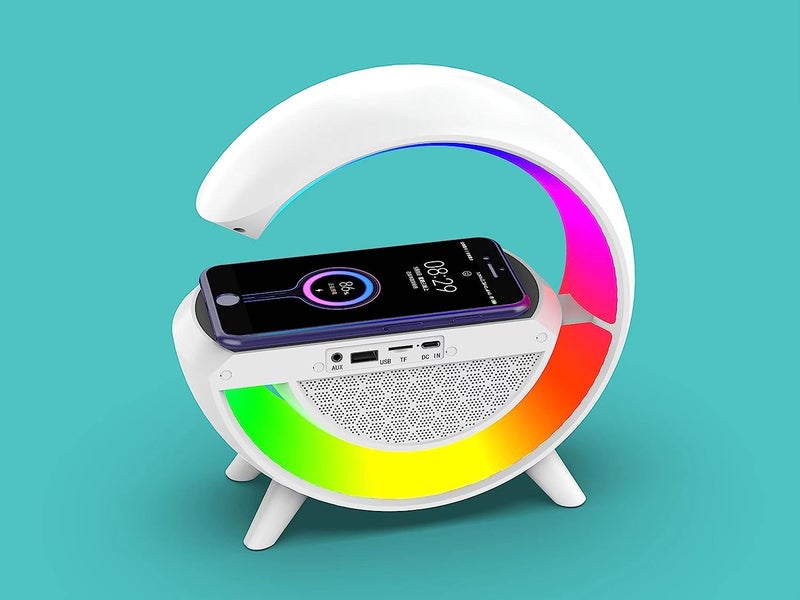 Portible GShape Atmosphere Lamp Desk Night Radio Music Sync Fast Charging 7 Color Changing Sunrise Alarm Clock - Image 5