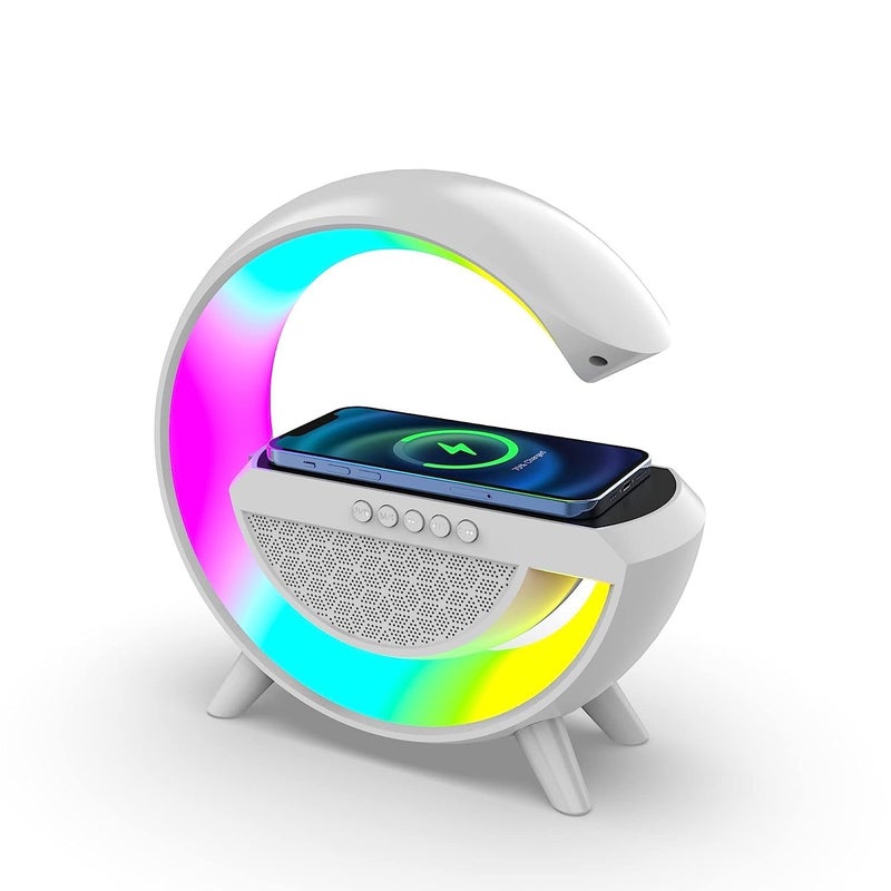 Portible GShape Atmosphere Lamp Desk Night Radio Music Sync Fast Charging 7 Color Changing Sunrise Alarm Clock - Image 1