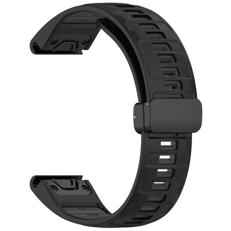 سوار ساعة Garmin Fenix 8 Amoled 51 مم من السيليكون المغناطيسي ثنائي اللون (أسود + رمادي) - Image 3