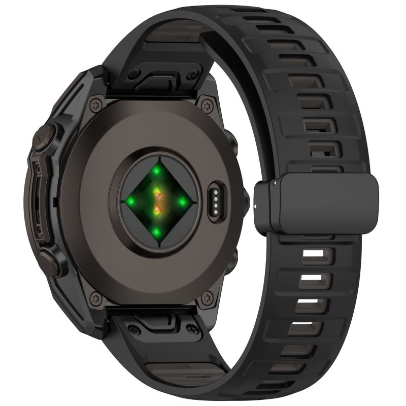سوار ساعة Garmin Fenix 8 Amoled 51 مم من السيليكون المغناطيسي ثنائي اللون (أسود + رمادي) - Image 2
