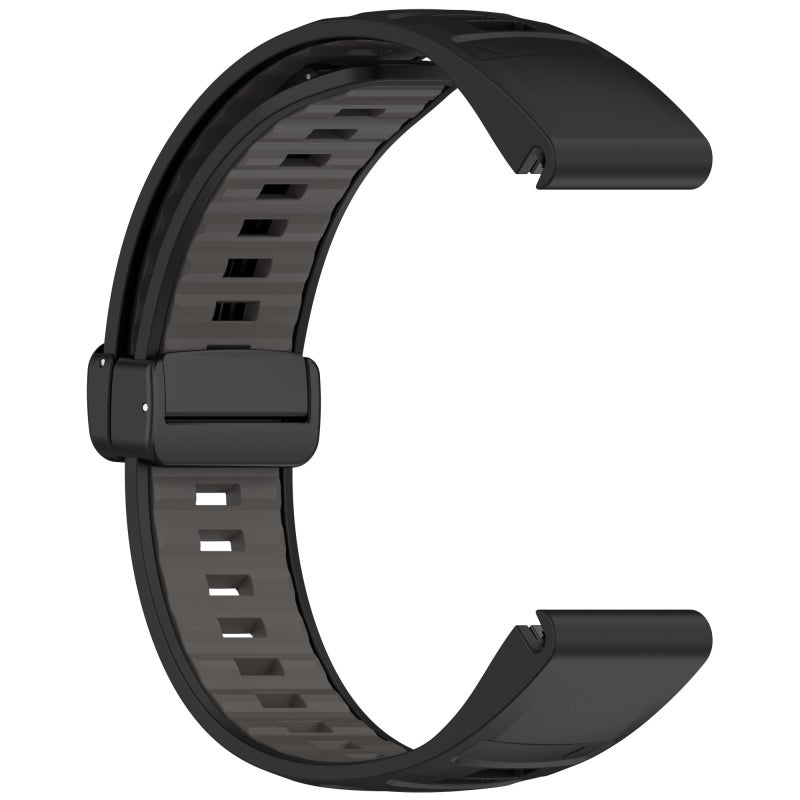 سوار ساعة Garmin Fenix 8 Amoled 51 مم من السيليكون المغناطيسي ثنائي اللون (أسود + رمادي) - Image 4