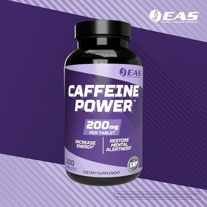 EAS Caffeine Power 200mg | Caffeine Pills Supplement | Increase Energy & Restore Mental Alertness | Gluten Free, Non GMO, Vegetarian Friendly | 100 Tablets - Image 5
