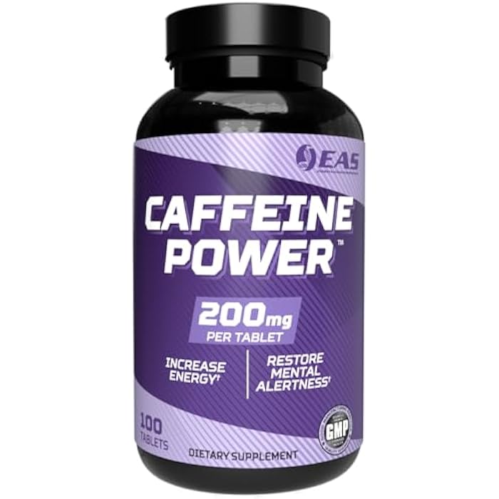 EAS Caffeine Power 200mg | Caffeine Pills Supplement | Increase Energy & Restore Mental Alertness | Gluten Free, Non GMO, Vegetarian Friendly | 100 Tablets - Image 1