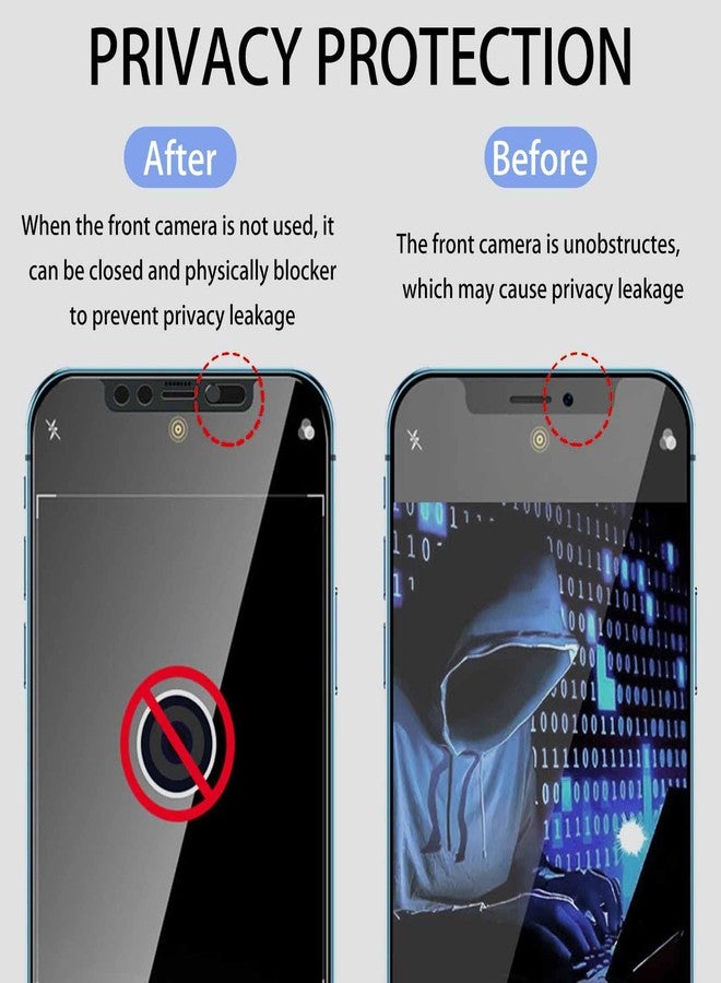 EYSOFT Privacy Screen Protector with Front Slide Camera Cover Compatible for Phone 12 Pro Max,Anti-Spy Tempered Glass Screen Protection and Spy Cover Protect Privacy, Not Affect Face ID-2 Pack - Image 2