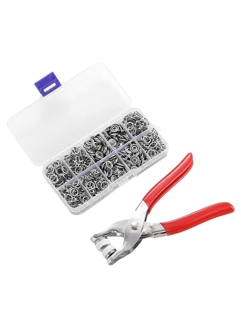 Fixed Button Tool, Press Stud Set with Pliers, Button Press Studs, 100 Set Eyelets Press Studs, Sewing Buttons, Hollow Press Studs, Metal Button Buckle for...  - Image 1