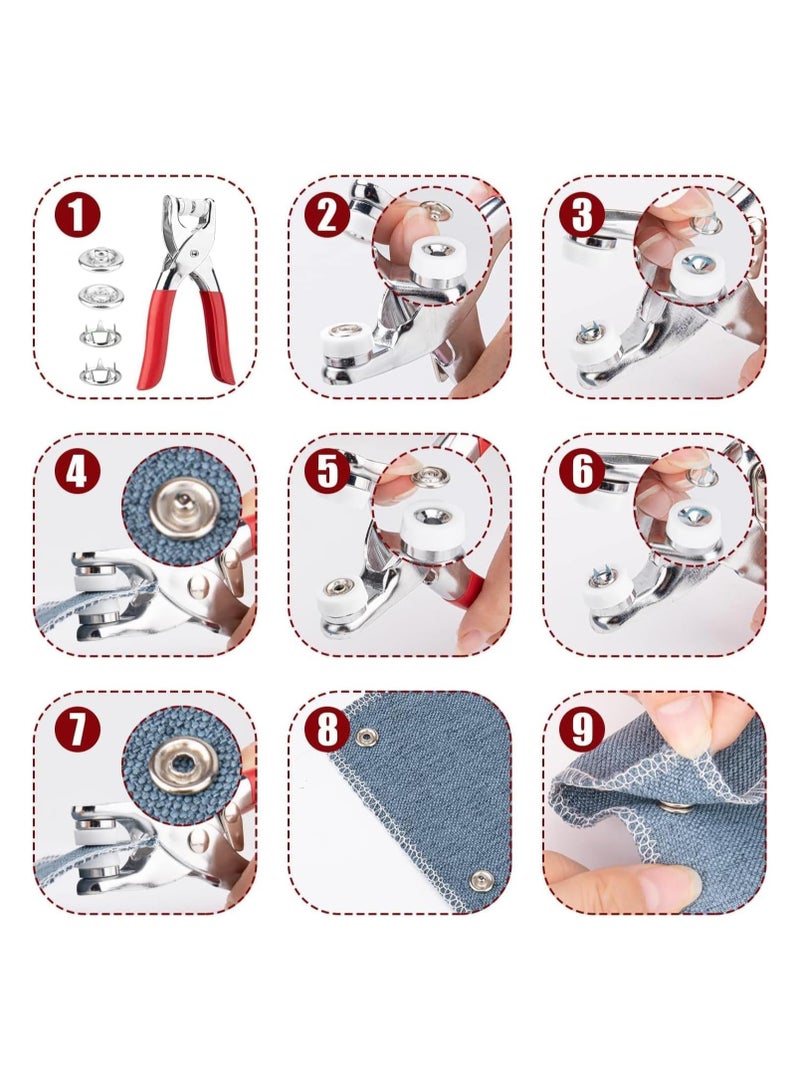 Fixed Button Tool, Press Stud Set with Pliers, Button Press Studs, 100 Set Eyelets Press Studs, Sewing Buttons, Hollow Press Studs, Metal Button Buckle for...  - Image 4