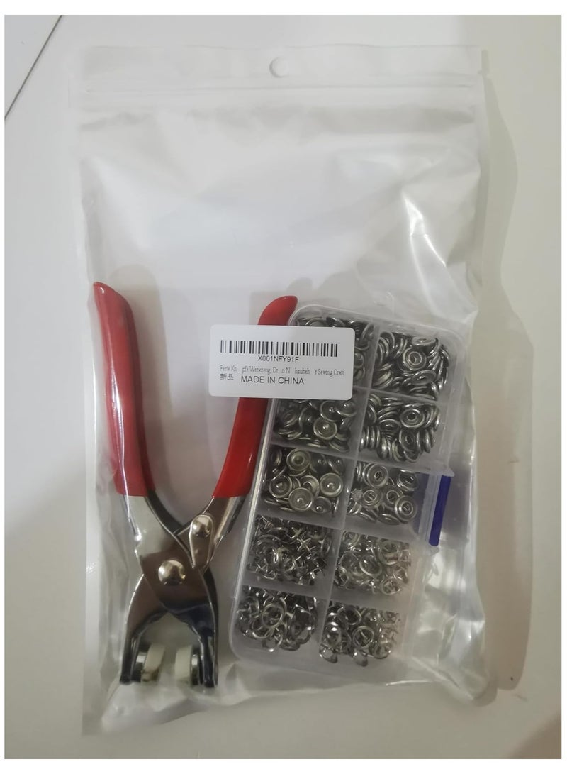 Fixed Button Tool, Press Stud Set with Pliers, Button Press Studs, 100 Set Eyelets Press Studs, Sewing Buttons, Hollow Press Studs, Metal Button Buckle for...  - Image 3