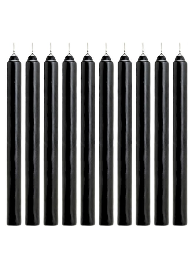 Tall Taper Candles (Pack of 10) Unscented Dinner Long Candles - Paraffin Wax with Cotton Wicks 20 cm Long Burning Candle (Black)