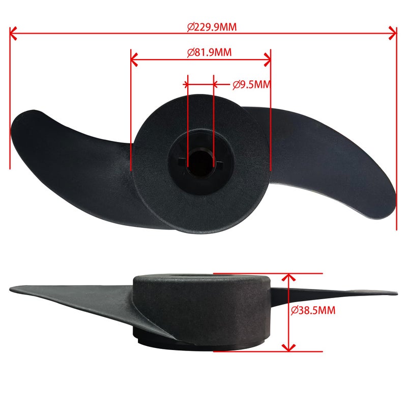 Generic T-BOKO 2 Blade Marine Propeller (3" Diameter), Replacement Accessories for Electric Outboard Motor, Suitable for 32lb, 46lb, 40lb  - Image 2