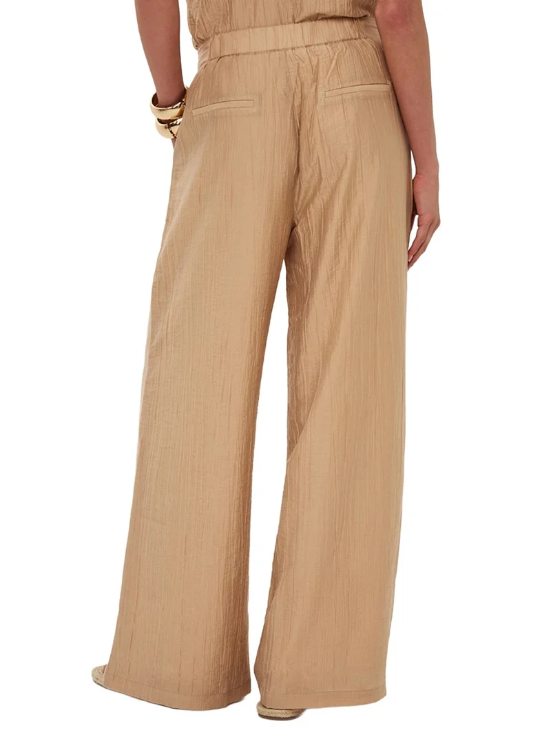 Esqualo Brown Esqualo Trousers Broeken Wide Light Crinkle for Women | Best Price UAE