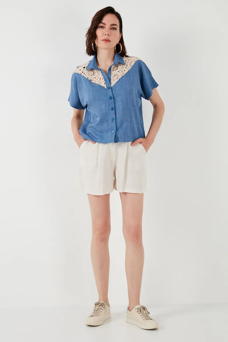 Lela Lace Relaxed Fit Short Sleeve Shirt Women's Shirt 5865764
