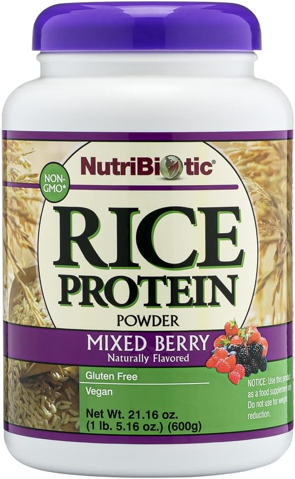 NutriBiotic  Mixed Berry Rice Protein 1 Lb 5 Oz 600g  Low Carb KetoFriendly Vegan Raw Protein Powder  Grown  Processed Without Chemicals GMOs or Gluten  Easy to Digest  NutrientRich - Image 1