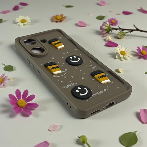 SBMS Silicone Back Cover Case for Vivo V60e 5G | Cute Fun 3D Cartoon, Coffee Design Silicone Case | Camera Protection Bump | Shockproof Back Cover Case for Vivo V60e 5G (Coffe Mug Brown) - Image 4