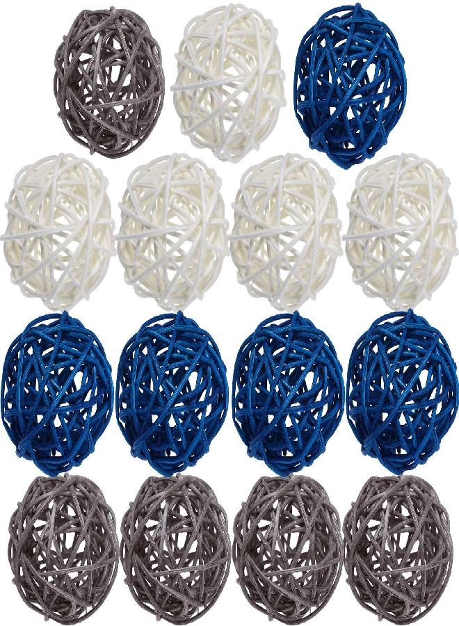 Yaomiao Yaomiao 15 Pieces Vase Filler Rattan Balls Decorative for Craft, Party, Wedding Table Decoration, Baby Shower, Aromatherapy Accessories, 1.8 Inch (Blue Gray White) - Image 4
