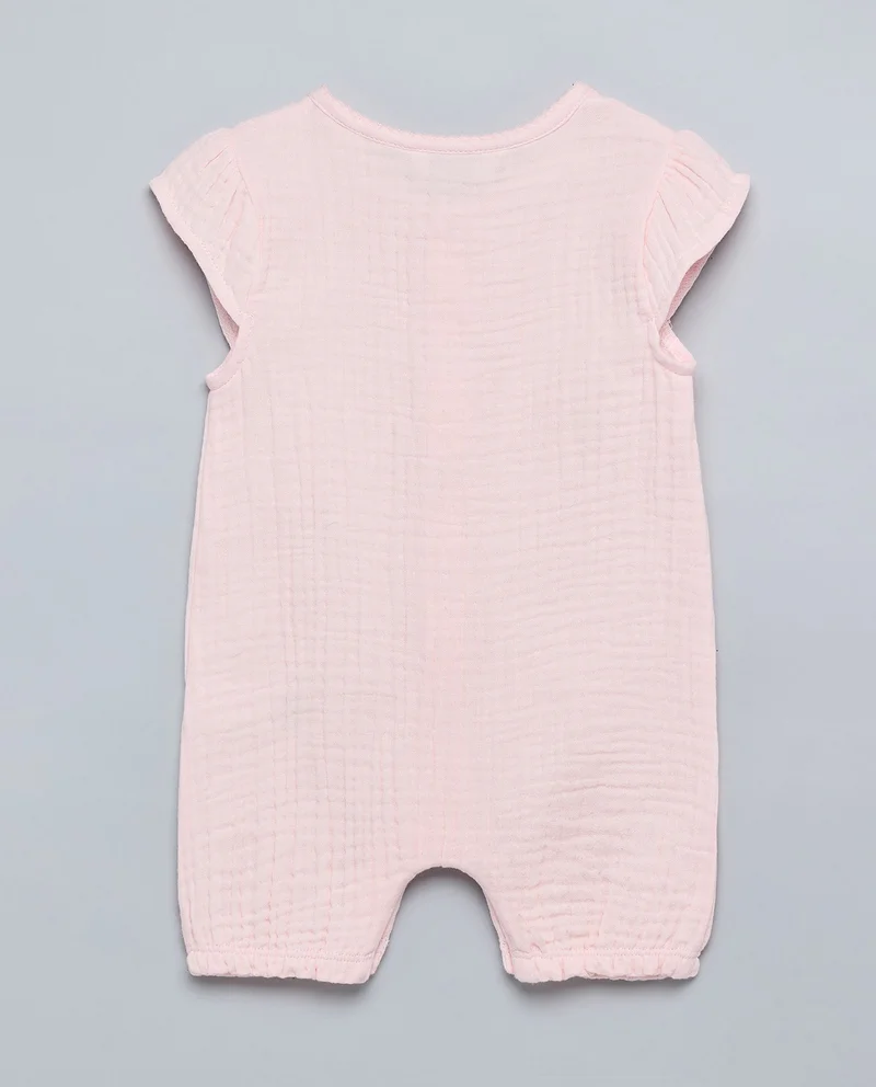 R&B Embroidered Rompers with Crew Neck and Short Sleeves