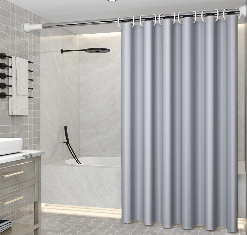 DEARARTBath Silver Grey Shower Curtain Set for Bathroom, 60''W × 72''L inch Fabric Cloth Shower Curtain Liner with Grommet and Hooks, 100% Waterproof Machine Washable Easy Clean - Image 1