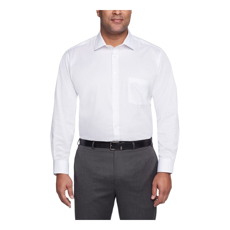 Van Heusen Men's Tall FIT Dress Shirts Flex Collar Stretch Solid Shirt, White, 16.5" Neck 35"-36" Sleeve (Large) - Image 1