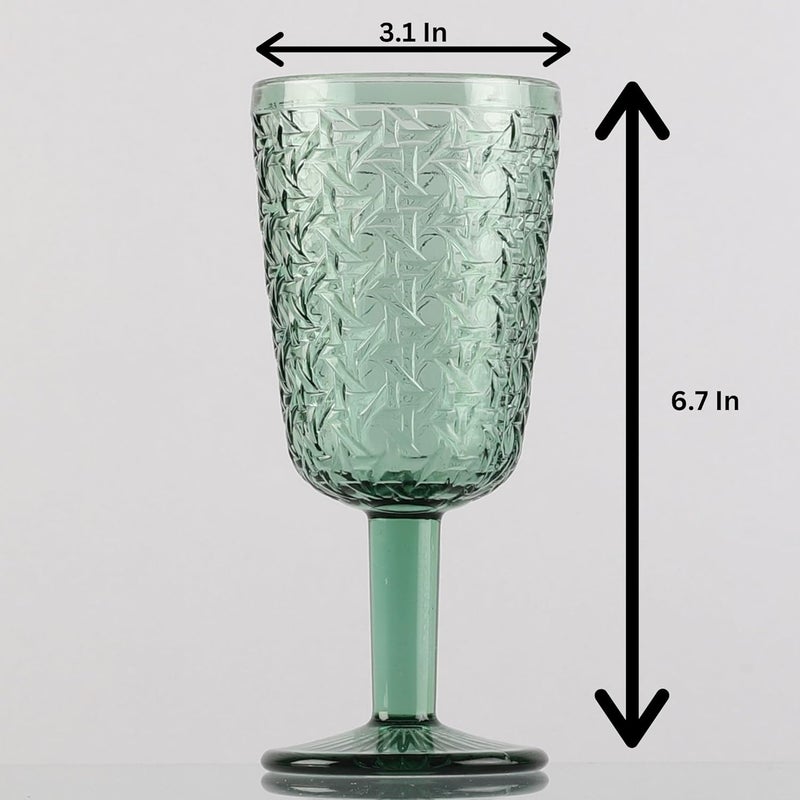 The Decor Mart The Decor Mart Tinted Goblet Set of 6 Elegant Green Textured Glasses 300 mL 8x8x17 cm Perfect for Cocktails Juices and Special Occasions Stylish Drinkware for Every Gathering  - Image 5