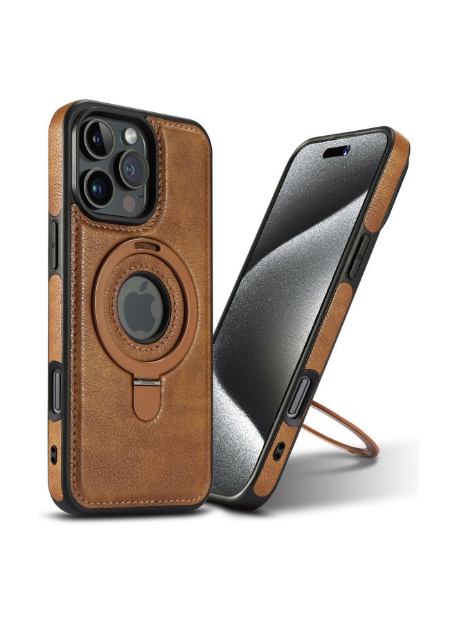 Generic - Suitable For IPhone16 Pro Max Leather Phone Case With Bracket Magnetic Function Apple 15 Case-Color:Brown-Applicable Model:iPhone 14 Pro - Image 1