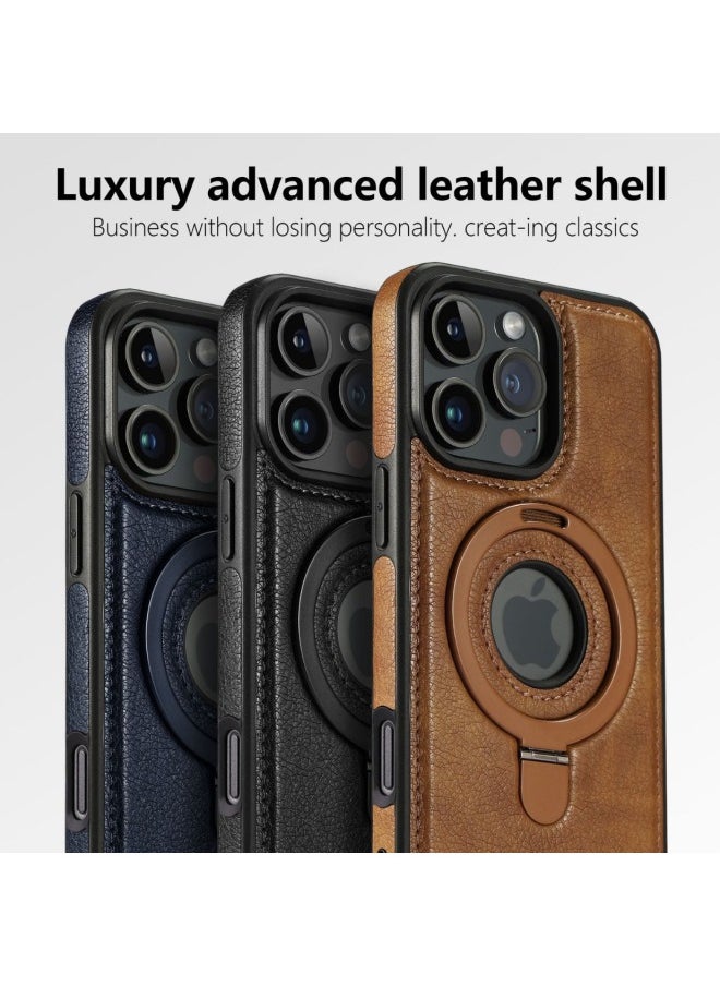Generic - Suitable For IPhone16 Pro Max Leather Phone Case With Bracket Magnetic Function Apple 15 Case-Color:Brown-Applicable Model:iPhone 14 Pro - Image 1