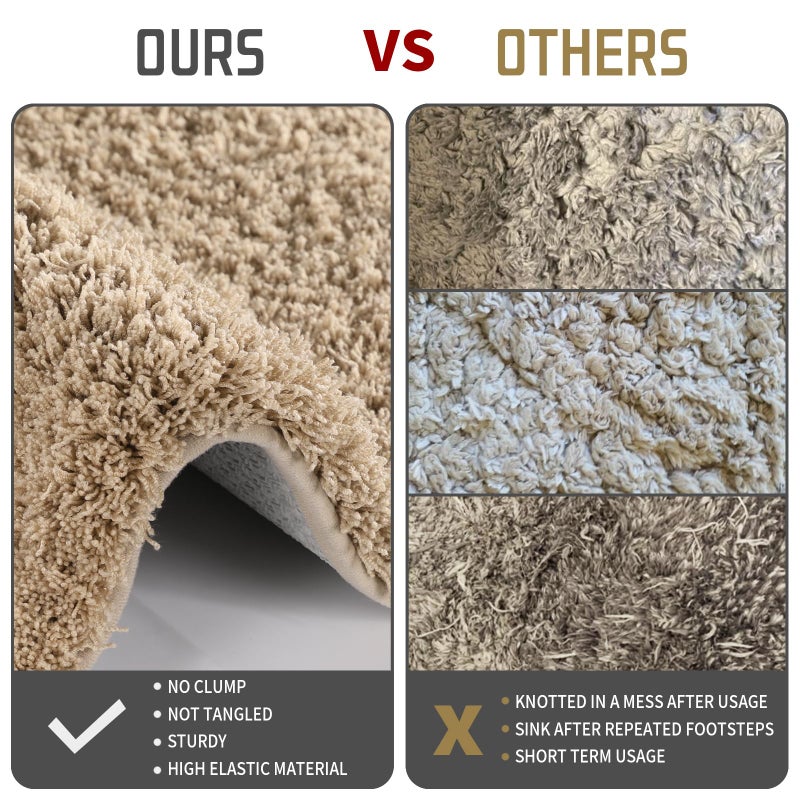 Yimobra Plush Thick and Soft Cut Pile Bathroom Mats  Super Shaggy Comfortable Quick Water Absorbing Non Slip Bath Rugs  Ultra Plush Thick  Machine Washable Bath Mat  32""x 20""  Pure Beige - Image 4
