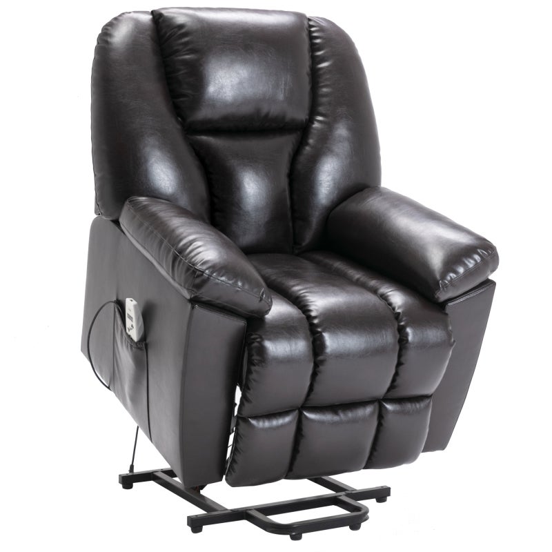 Power Lift Chair: Brown PU Leather Upholstery - 8 Massage Points With Lumbar Heat Function, Easy-To-Use Remote Control, Reclines To 165 Degrees Power Reclining Chair for Elderly & Adults Needing Stand - Image 2