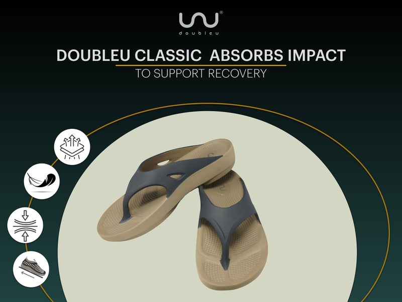 doubleu Recovery Slipper|Soft Doctor Anti-Skid Slipper for Men|Painted Classic|Slides, Flip-Flops, Chappals (9,Khaki+Grey) - Image 3