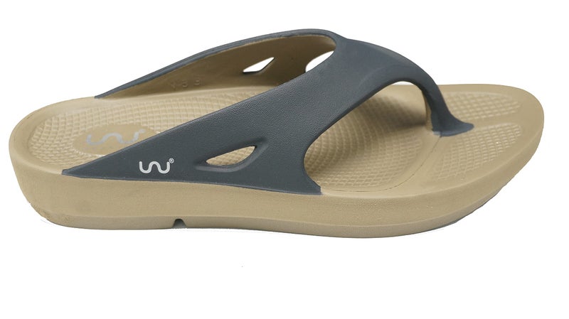 doubleu Recovery Slipper|Soft Doctor Anti-Skid Slipper for Men|Painted Classic|Slides, Flip-Flops, Chappals (9,Khaki+Grey) - Image 5
