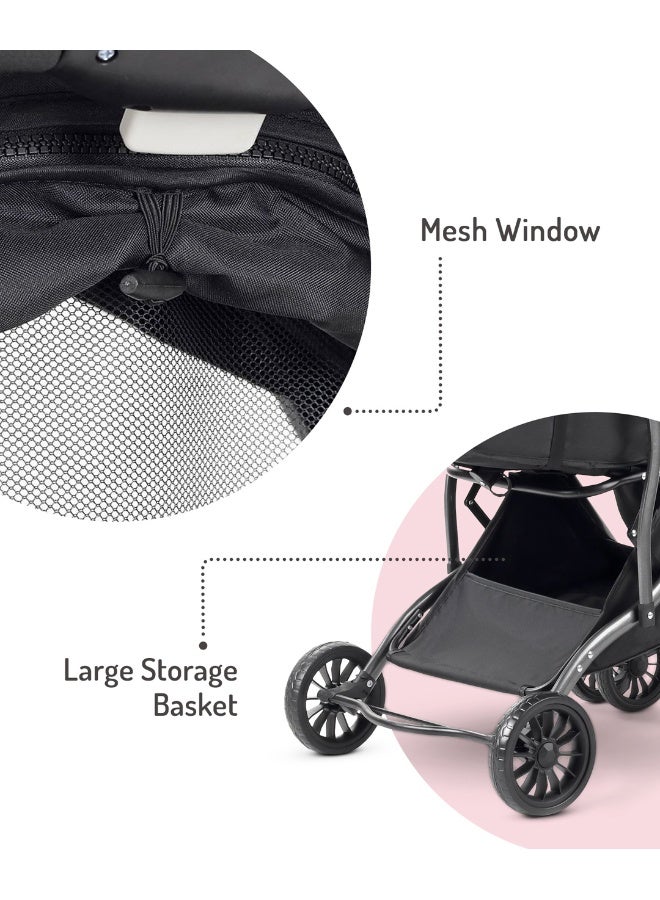 Bonfino عربة أطفال بونفينو ديو تاج، 0+ أشهر، مسند ظهر قابل للتعديل، عجلات دوارة 360، طي مدمج، ممتص للصدمات - أسود - Image 5