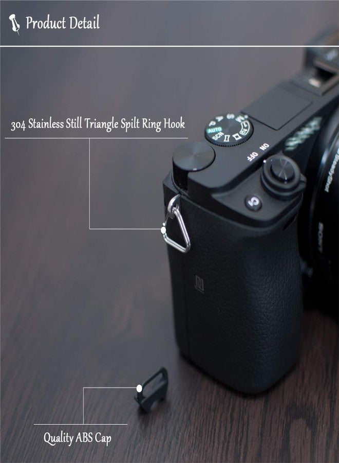 VKO (2 Pair) Lug Ring Camera Strap Triangle Split Ring Hook + Plastic Cap Compatible for All Brand D-SLR Rangefinder Mirrorless Camera W/Round Eyelet - Image 3