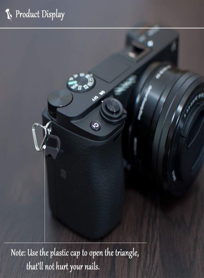 VKO (2 Pair) Lug Ring Camera Strap Triangle Split Ring Hook + Plastic Cap Compatible for All Brand D-SLR Rangefinder Mirrorless Camera W/Round Eyelet - Image 2