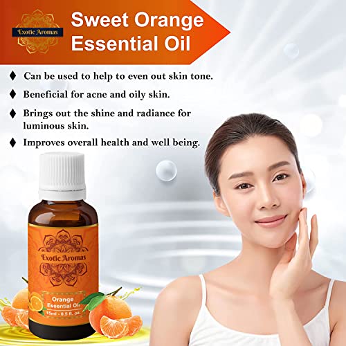 Exotic Aromas Orange Essential Oil for Aroma, Hair Growth & Radiant Skin (15Ml + 15Ml) Pack of 2 - Image 5