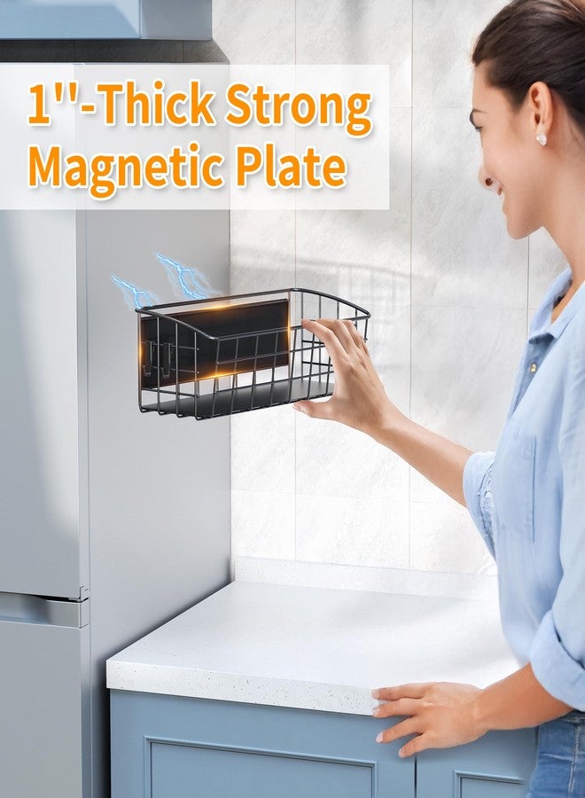 PrimZooty Magnetic Shelf for Refrigerator 1-Pack, Strong Magnetic Spice Rack with Removable Hook for Kitchen Storage, Fruit Potato Onion Storage Shelves, Large Magnetic Basket Organizer for Fridge Oven Laundry - Image 5