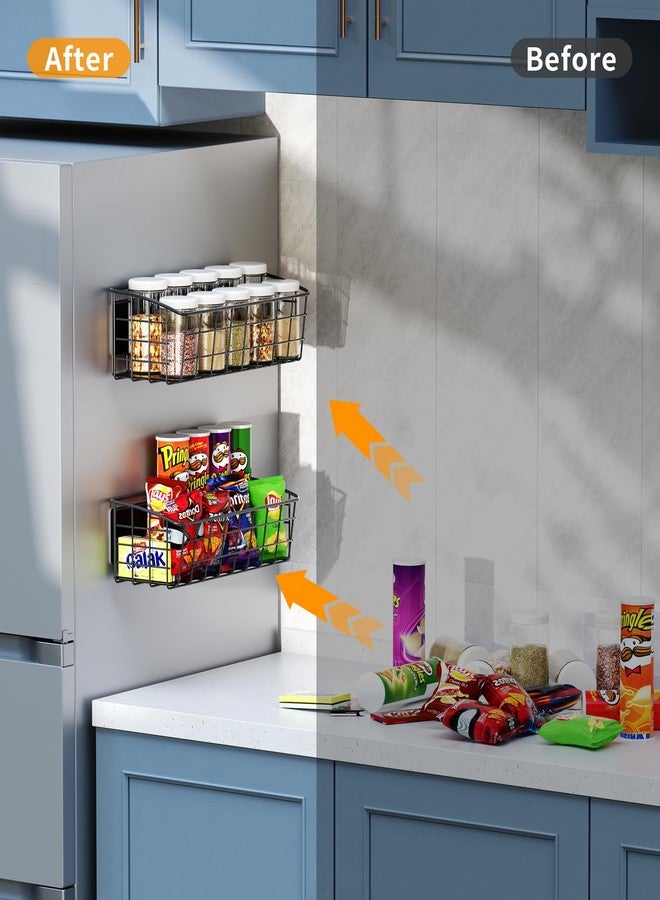 PrimZooty Magnetic Shelf for Refrigerator 1-Pack, Strong Magnetic Spice Rack with Removable Hook for Kitchen Storage, Fruit Potato Onion Storage Shelves, Large Magnetic Basket Organizer for Fridge Oven Laundry - Image 2