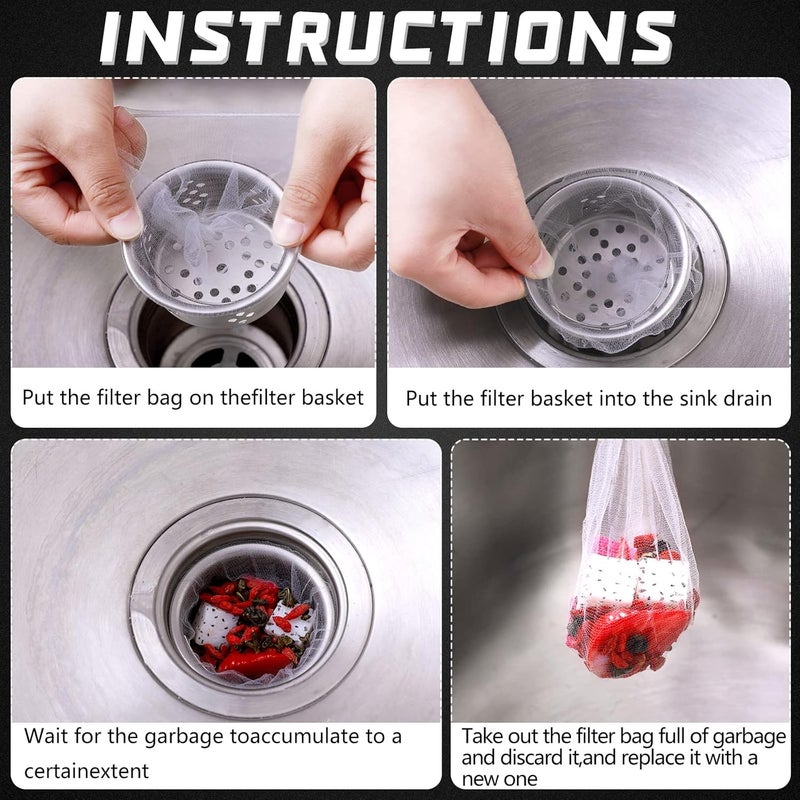 Suclain 500 Pcs Disposable Mesh Sink Strainer Bags Mesh Trash Bag Elastic Kitchen Sinks Strainer Filter Anti Clogging, Fits Most Sizes of Sink Strainers(4.7 x 6 Inch)(4.7 x 6 Inch) - Image 4