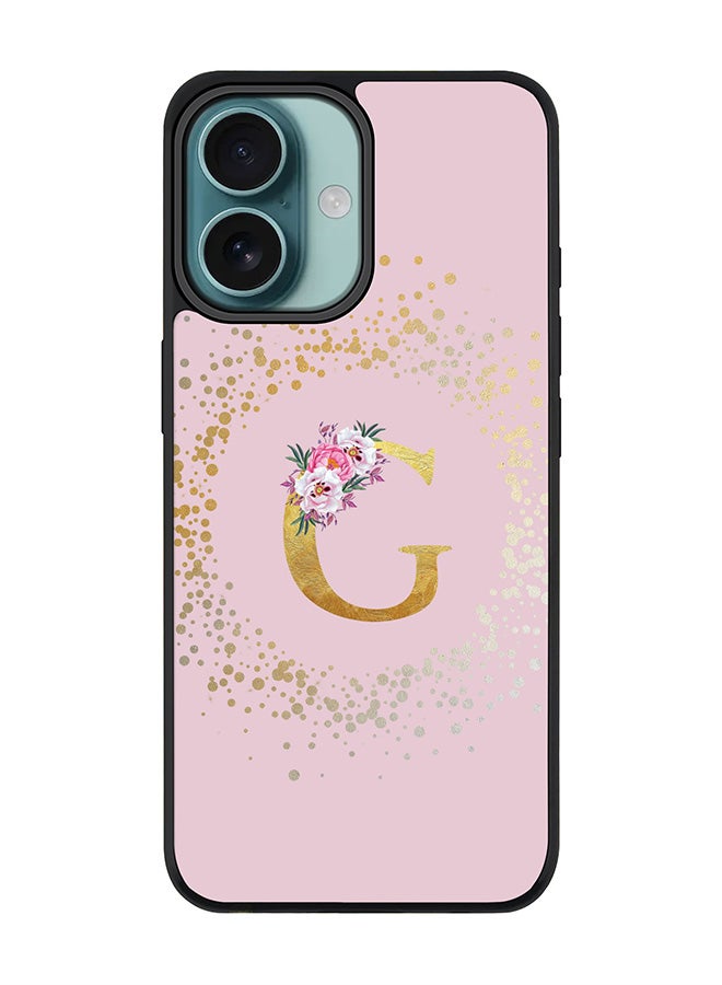 Stylizedd For iPhone 16 Case [Compatible with MagSafe] Slim Magnetic cover Phone Case iPhone 16 -Custom Monogram Floral - G (Pink ) - Image 1
