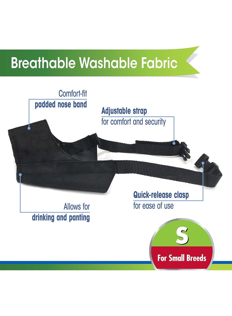 Four Paws Walk-About Quick-Fit Adjustable Dog Muzzle for Small Dogs, Washable & Breathable, Black, 1 Count Size: 2-Small