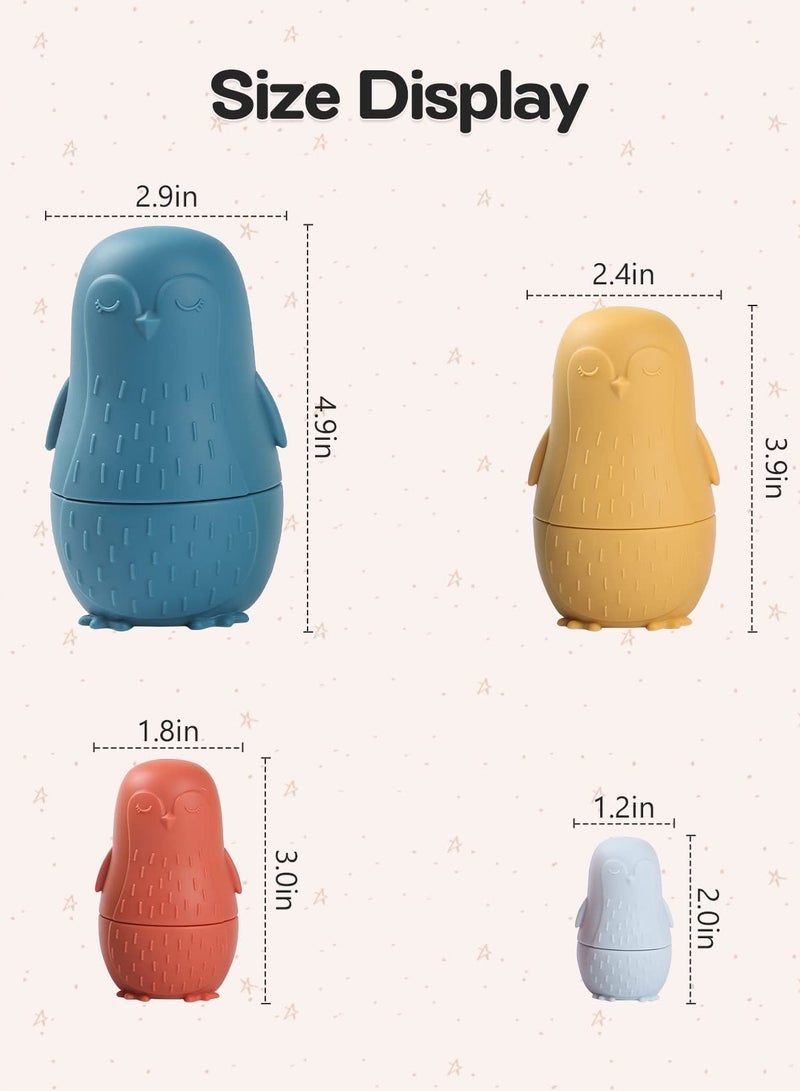 Excefore Nesting Dolls, Russian Silicone Nesting Dolls for Toddlers, Doll Montessori Educational Toy, Penguin Stacking Nesting Doll Toys, Gift for Kids 3 Years Up - Image 4