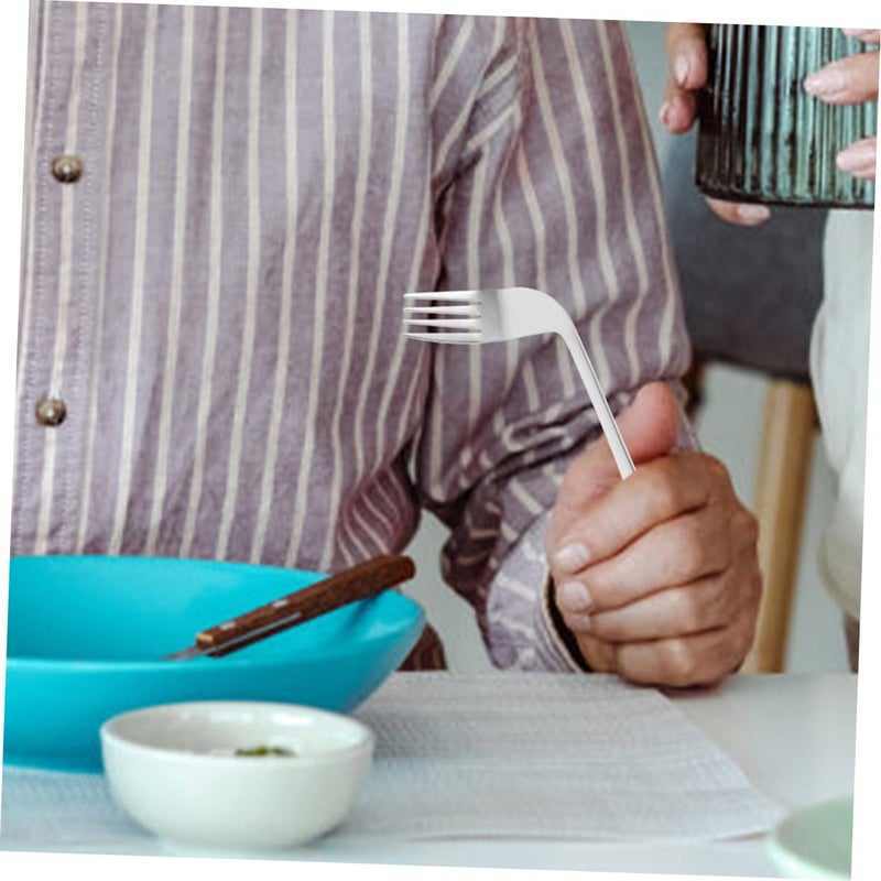 Left Handed Adaptive Utensils Angled Spoons and Fork Set for Seniors Self Feeding - Image 4