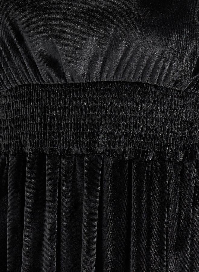 Styli Velvet Smocked Waist Dress - Image 3